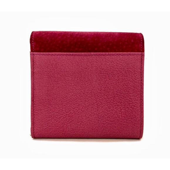 Authentic GUCCI Bamboo Two Tone Pink Kiss Lock Leather Trifold Compact Wallet - Picture 5 of 8